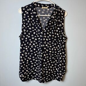 Beacon Navy Print Sleeveless Blouse